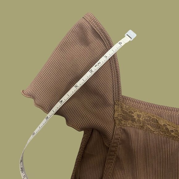 ✨ Dazy Brown Ribbed Lace Trim Cap Sleeve Top – Size XL ✨ - Picture 5 of 7